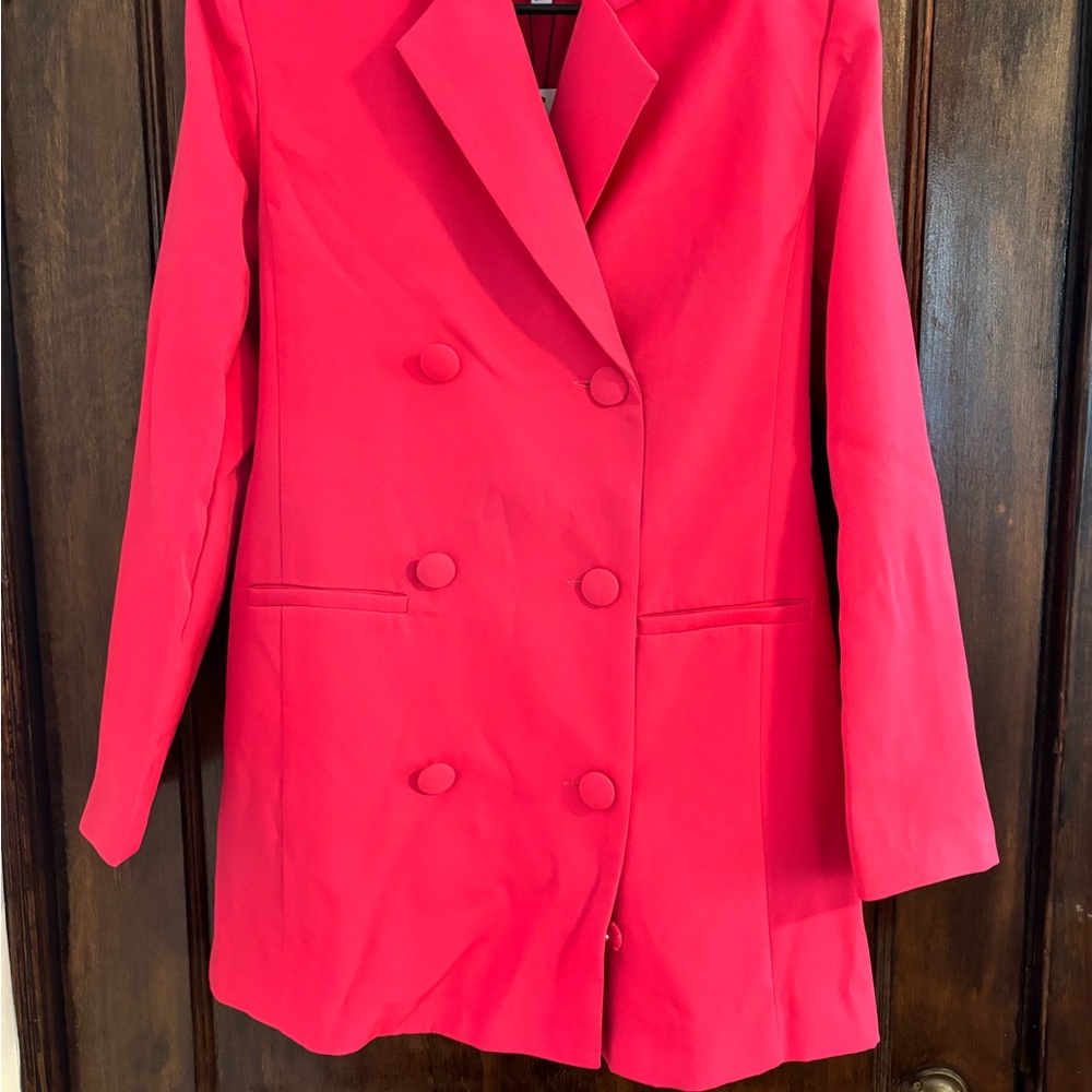 Women's Hot Pink Double-Breasted Blazer